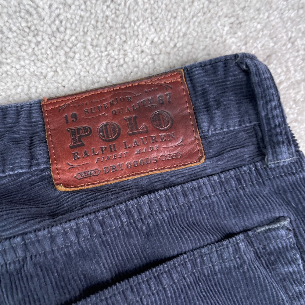 Vintage Polo Ralph Lauren Pants Mens 34x34 Blue Corduroy 650 Straight Cords - Picture 11 of 14